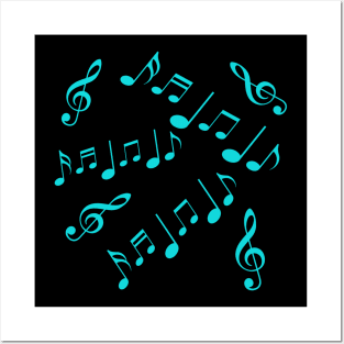 Blue Musical Notes Posters and Art